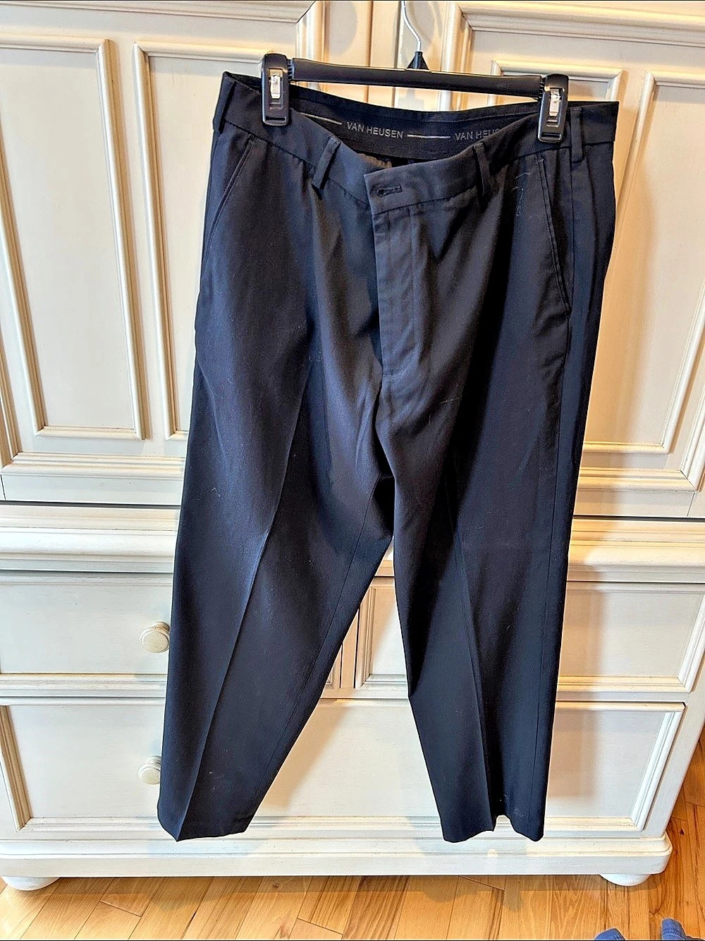 Van Heusen Flex Comfort Straight Fit Straight Leg Pants in Black Waist 36x30